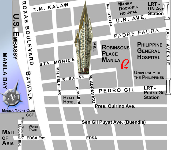 Pedro Gil Manila Map Vicinity Map - Quimwin Pad Rental